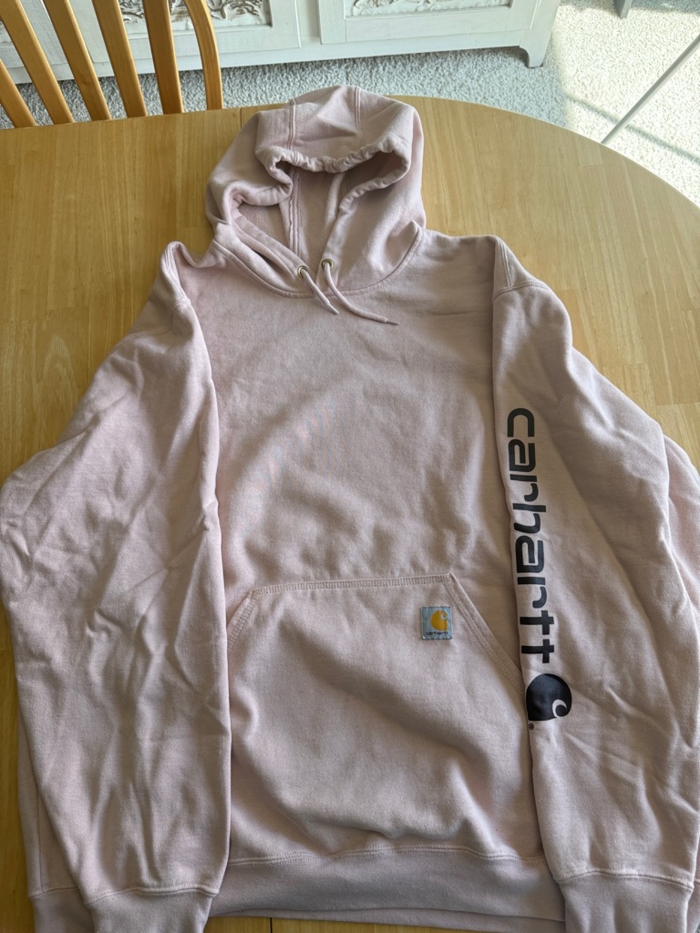 Carhartt Light Pink Hoodie with Sleeve Logo